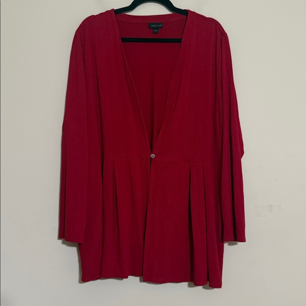 J. Jill Vibrant Red Top blouse cardigan women XL casual soft office one button - Picture 8 of 8